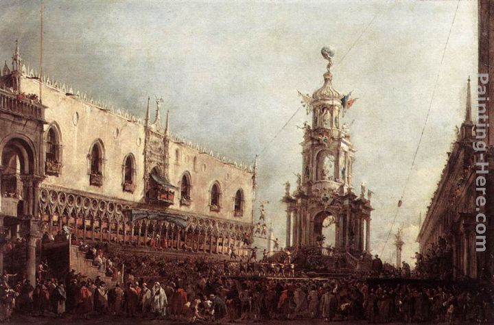 Carnival Thursday on the Piazzetta painting - Francesco Guardi Carnival Thursday on the Piazzetta art painting